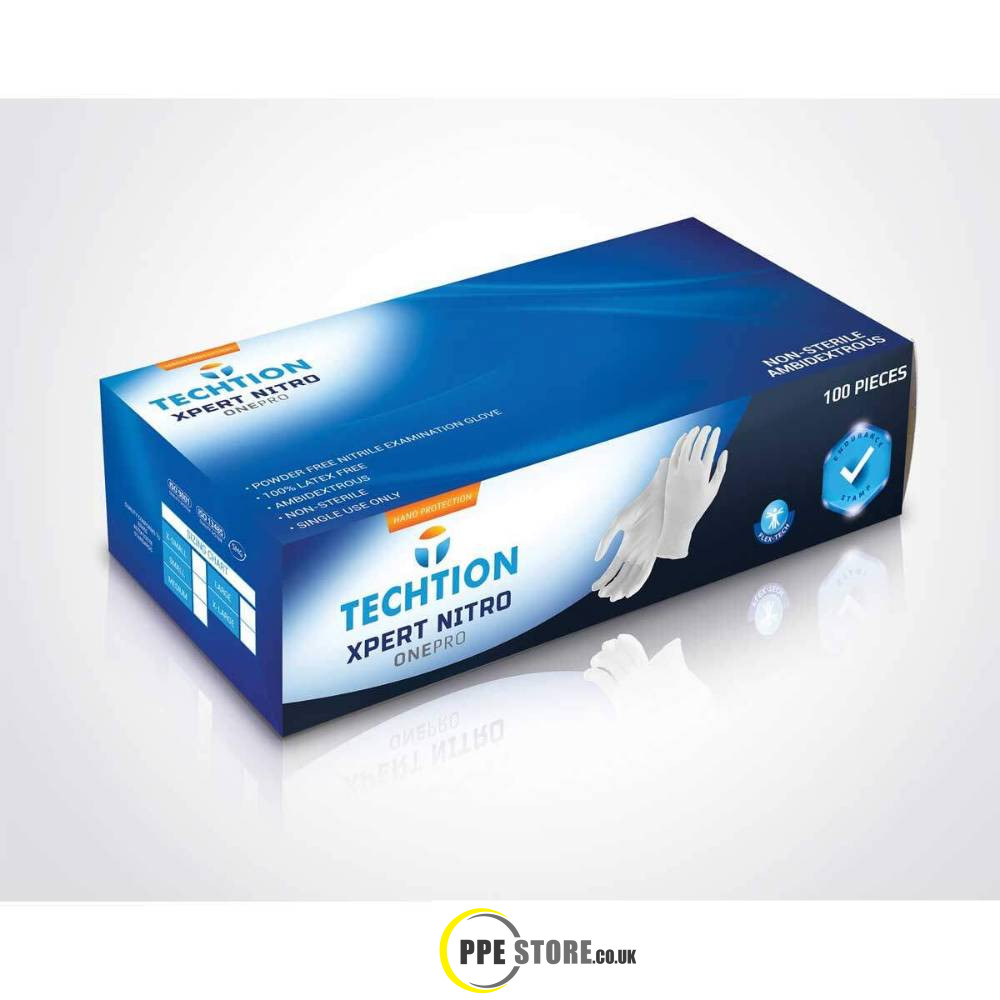 Techtion Xpert Nitro OnePro Powder Free Nitrile Gloves PPE Store